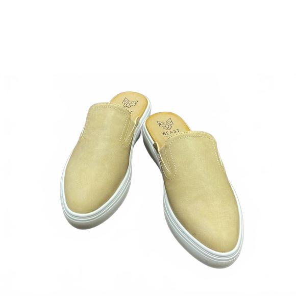 NEW BEAST FASHION women's reena sneaker mules in light beige - Picture 2 of 2